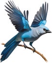 A Colorful painting of Blue-gray Tanager bird. AI-generated.