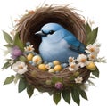 A Colorful painting of Blue-gray Tanager bird. AI-generated.