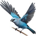 A Colorful painting of Blue-gray Tanager bird. AI-generated.