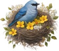 A Colorful painting of Blue-gray Tanager bird. AI-generated.