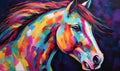 Colorful painting horse artwork is a celebration of color Creating using generative AI