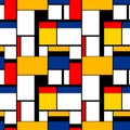 Colorful painting in Piet Mondrian`s style, modern seamless pattern