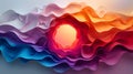 A colorful painting of a sunset with a liquid purple circle in the middle Royalty Free Stock Photo