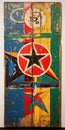 Colorful Painting On Wood: Fragmented Advertising With African Influence