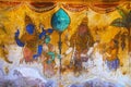 Colorful paintings on the inner wall of the Brihadishvara Temple, Thanjavur, Tamil Nadu, India Royalty Free Stock Photo
