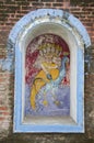 Colorful paintings on the inner wall of a temple at Parvati Hill, Pune, Maharashtra