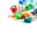 Colorful paints and artist brushes Royalty Free Stock Photo