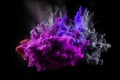 colorful paints in violet and purple colors blew up