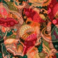 Colorful Paisley seamless pattern. Indian ornamental backdrop