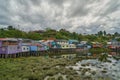 Colorful palafitos, traditional wooden stilt houses in Castro on the island Chiloe. Royalty Free Stock Photo