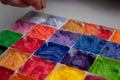 Colorful in palates for art work,selective focus Royalty Free Stock Photo
