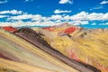 Colorful Palccoyo rainbow mountain Vinicunca alternative, mineral color stripes in Andean valley, Cusco, Peru, South America Royalty Free Stock Photo