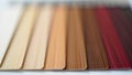 Colorful palette of wooden samples showcasing various shades and textures Royalty Free Stock Photo