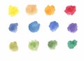 Watercolor colorful hand brush palette for background, product design. Royalty Free Stock Photo