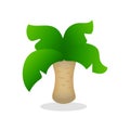 Colorful palm tree vector logo on white background. Cute palm tree icon isolated. Funny coco palm tree with green leaf Royalty Free Stock Photo