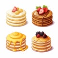 Colorful Pancake Icon Pack: Highly Detailed 2d Illustrations Royalty Free Stock Photo