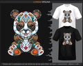 Colorful panda baby mandala arts isolated on black and white t shirt