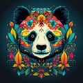 Colorful panda bear mandala art. Design print for t-shirt