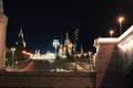 Colorful panorama of the Moscow Kremlin at night. Night city lights Royalty Free Stock Photo