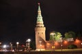 Colorful panorama of the Moscow Kremlin at night. Night city lights Royalty Free Stock Photo