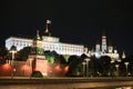 Colorful panorama of the Moscow Kremlin at night. Night city lights Royalty Free Stock Photo