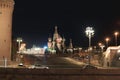 Colorful panorama of the Moscow Kremlin at night. Night city lights Royalty Free Stock Photo