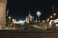 Colorful panorama of the Moscow Kremlin at night. Night city lights Royalty Free Stock Photo