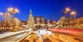 Bucharest cityscape in Christmas Holiday