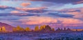 Colorful panoramic of the Trona Pinnacles in. the California desert Royalty Free Stock Photo