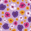 Colorful pansies vector seamless vector pattern