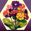 Colorful pansy flowers in a vase. Vector illustration. AI generated Royalty Free Stock Photo