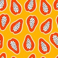 Colorful Papaya background. Summer fruit, seamless pattern