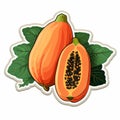 Colorful Papaya Fruit Vector Art With Feminine Sticker Style