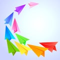 Colorful paper airplanes Royalty Free Stock Photo