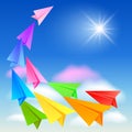 Colorful paper airplanes Royalty Free Stock Photo