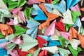 Colorful paper airplanes on wooden table background Royalty Free Stock Photo