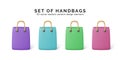 Colorful paper bags set. Shopping gift packages front view in different colors Royalty Free Stock Photo