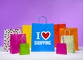 Colorful paper bags for shopping and gifts Royalty Free Stock Photo