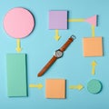 Colorful paper blocks and watch Royalty Free Stock Photo