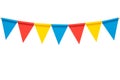 Colorful paper bunting party flags isolated on white Royalty Free Stock Photo