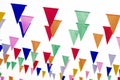 Colorful paper bunting party flags isolated on white background  . Carnival garland with flags. Decorative colorful party pennants Royalty Free Stock Photo