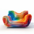 Colorful Paper Chair: A Digital Gradient Blend In Superflat Style