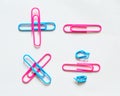 Colorful paper clip on white background. stationery office. Royalty Free Stock Photo