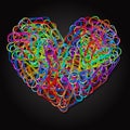 Colorful paper clips in heart shape Royalty Free Stock Photo