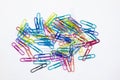 Colorful paper clips on the whit background Royalty Free Stock Photo