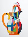 Colorful Paper Collage of a Pitcher on a White Background Still Life Royalty Free Stock Photo