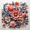 Colorful Paper Cut Floral Design: Realistic And Detailed Rendering