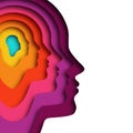 Colorful paper cut layered human head