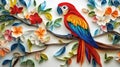 Lion Paper Quilling Art, Lion Flower Tree, Animal Paper Art Royalty Free Stock Photo