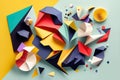 Colorful Paper Cutouts Collage with Geometric Shapes